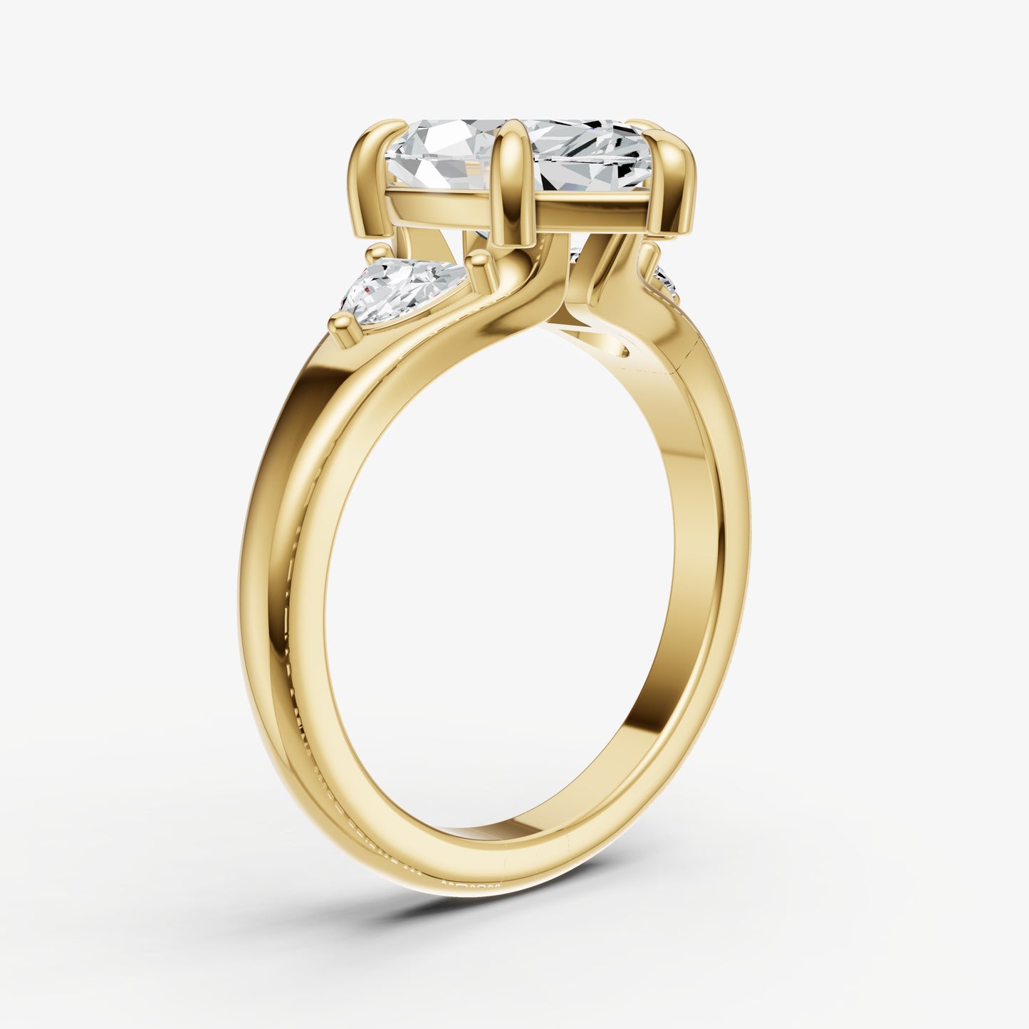 Marquise Engagement Ring with Half Moon Side Diamonds