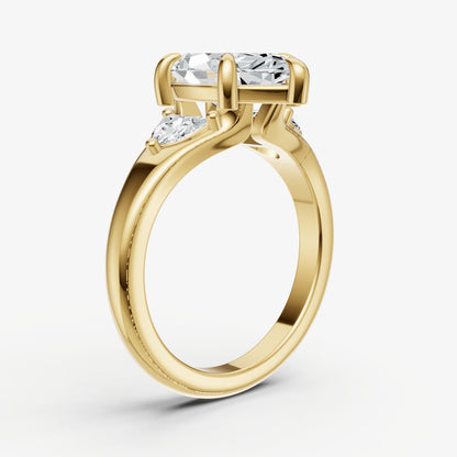 Marquise Engagement Ring with Half Moon Side Diamonds