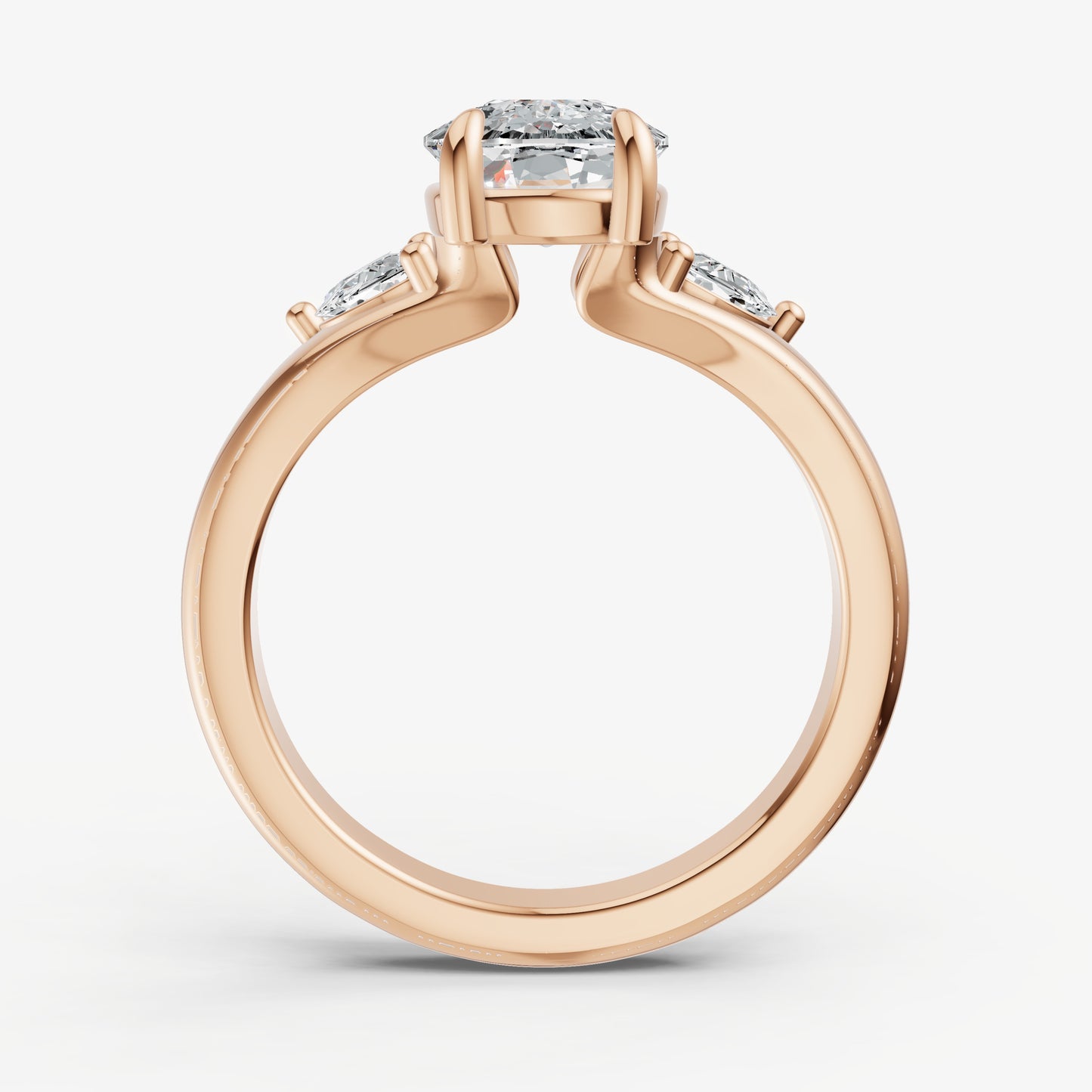 Old Miner Engagement Ring with Half Moon Side Diamonds