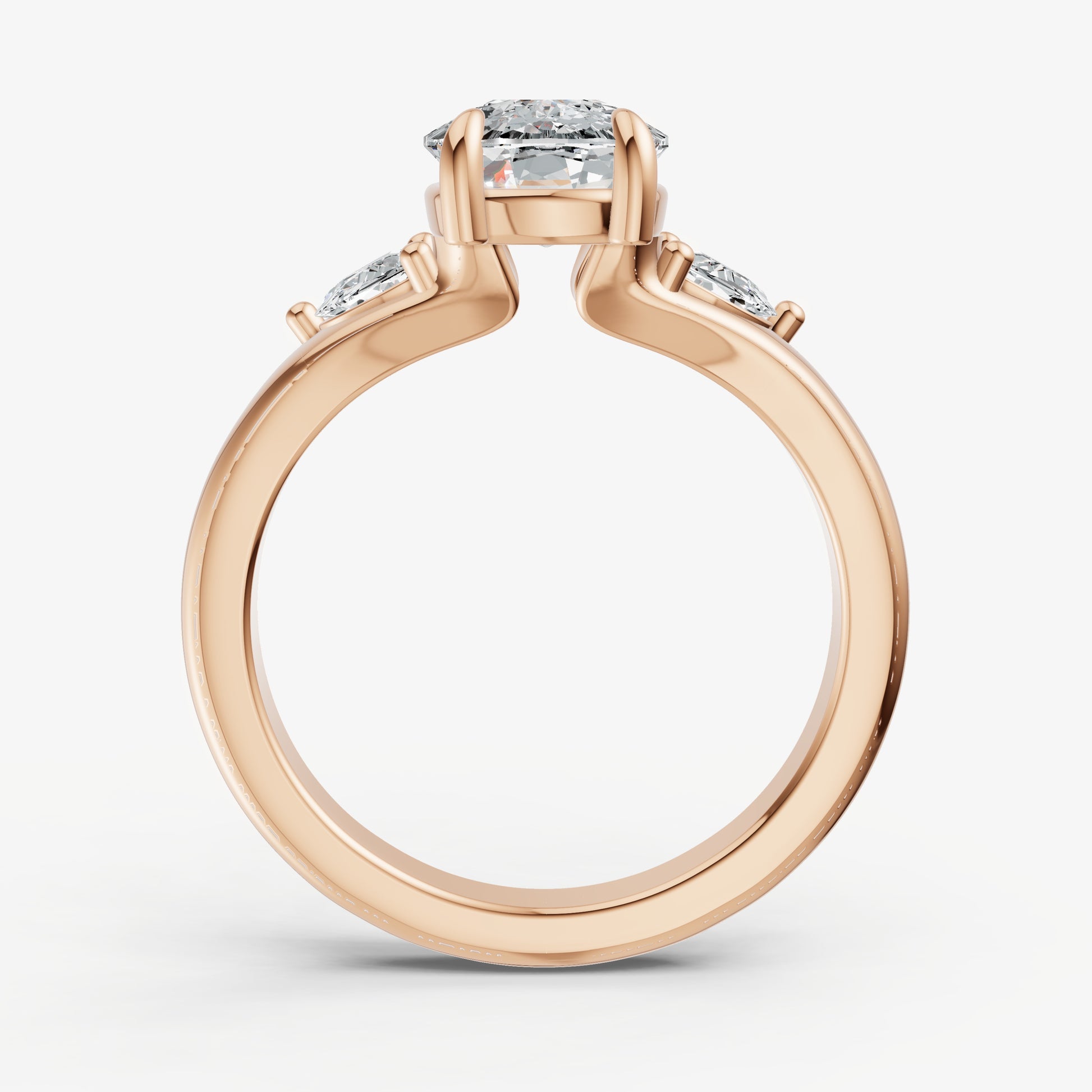 Old Miner Engagement Ring with Half Moon Side Diamonds