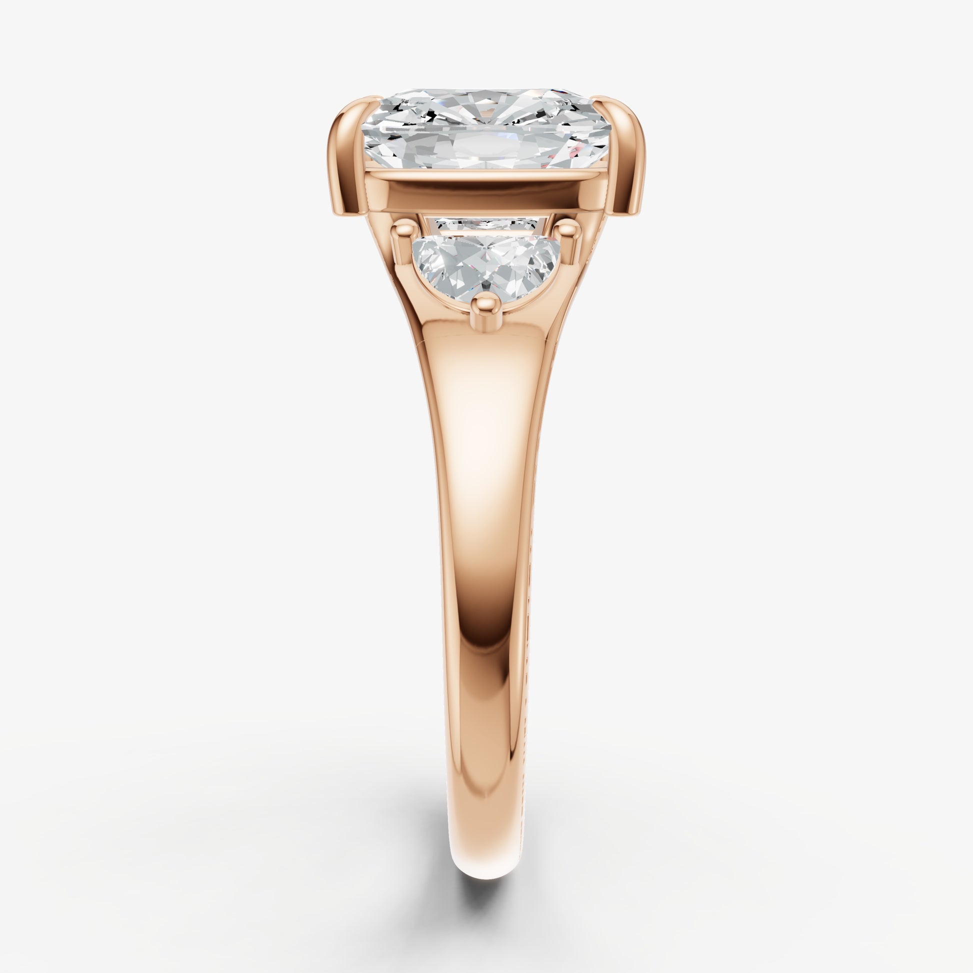 Old Miner Engagement Ring with Half Moon Side Diamonds