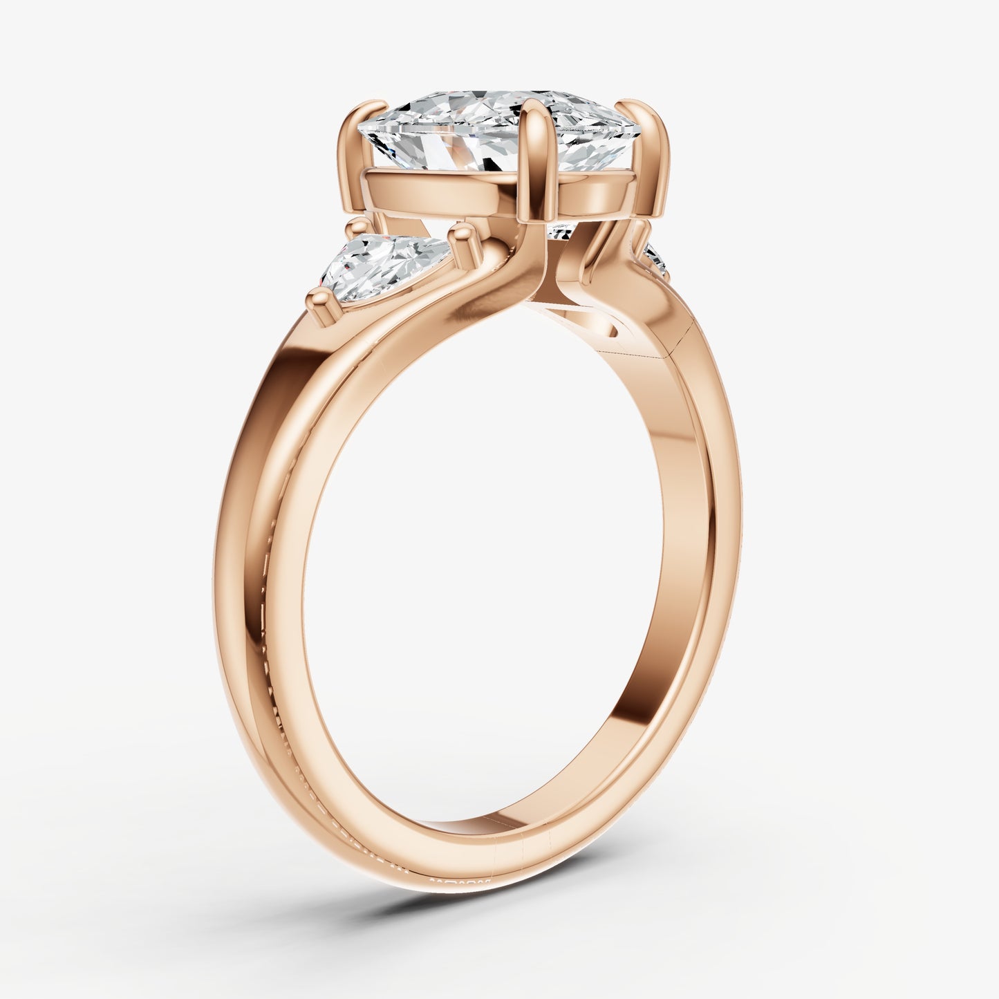 Old Miner Engagement Ring with Half Moon Side Diamonds