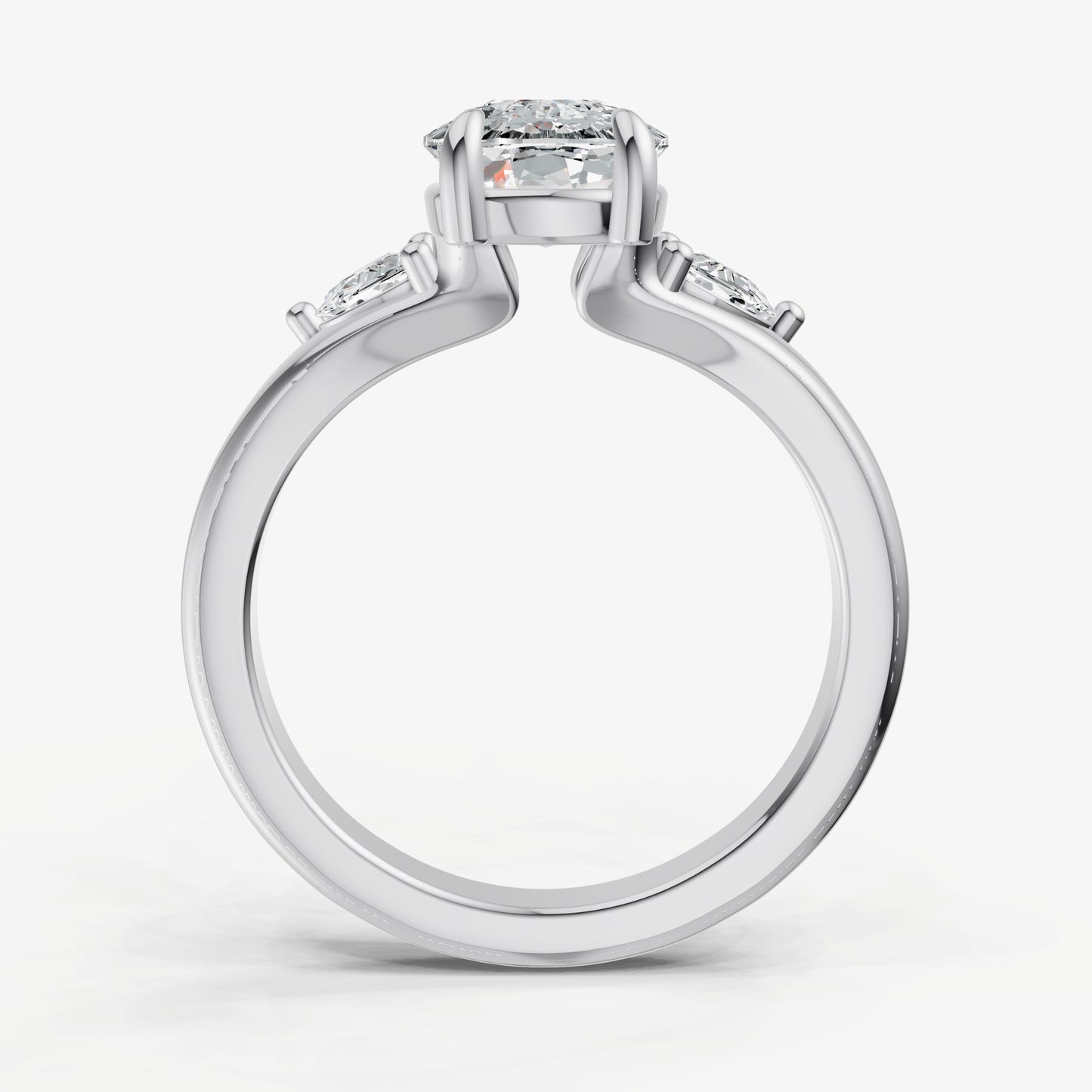 Old Miner Engagement Ring with Half Moon Side Diamonds