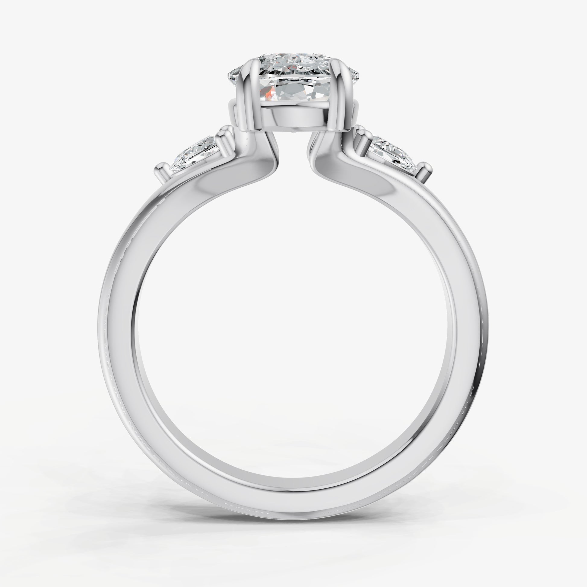 Old Miner Engagement Ring with Half Moon Side Diamonds