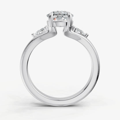 Old Miner Engagement Ring with Half Moon Side Diamonds