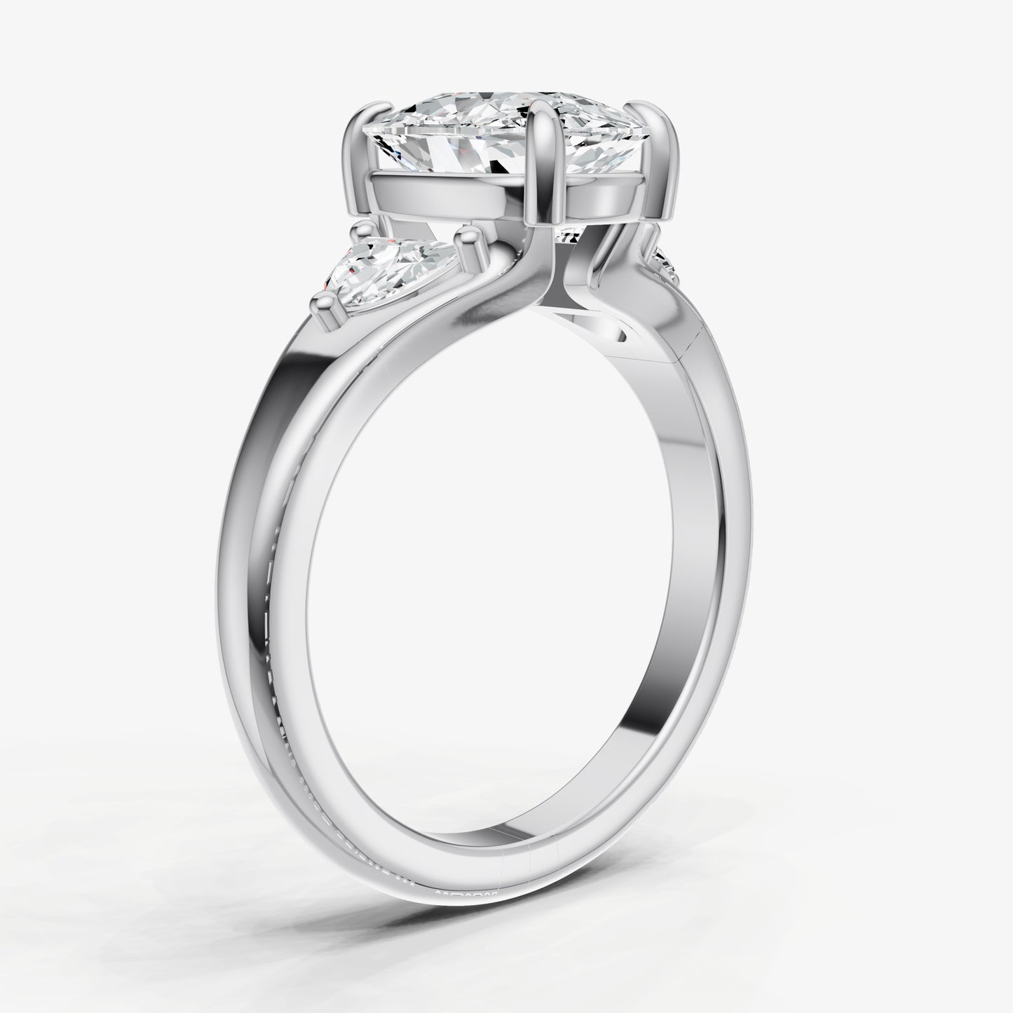 Old Miner Engagement Ring with Half Moon Side Diamonds