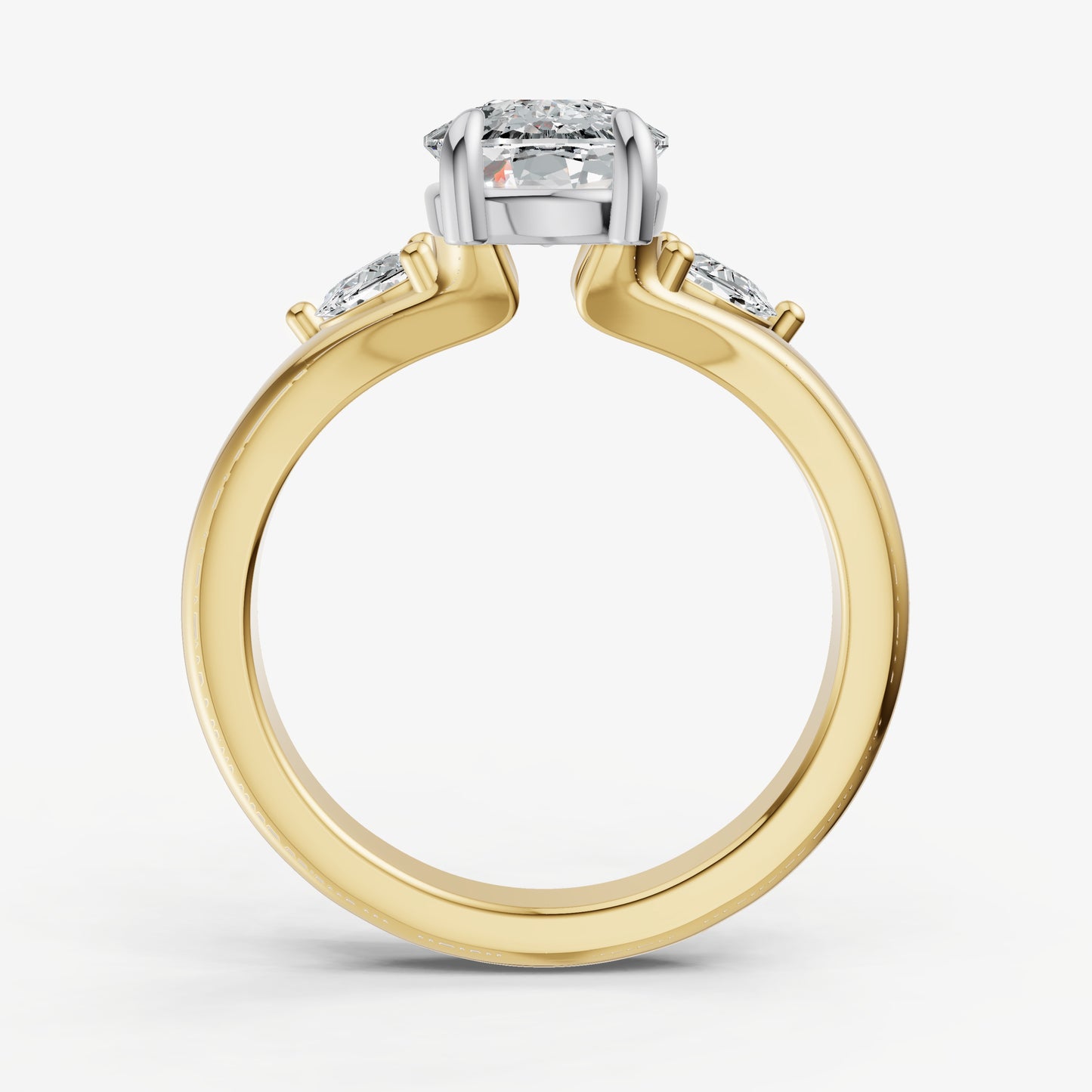 Old Miner Engagement Ring with Half Moon Side Diamonds