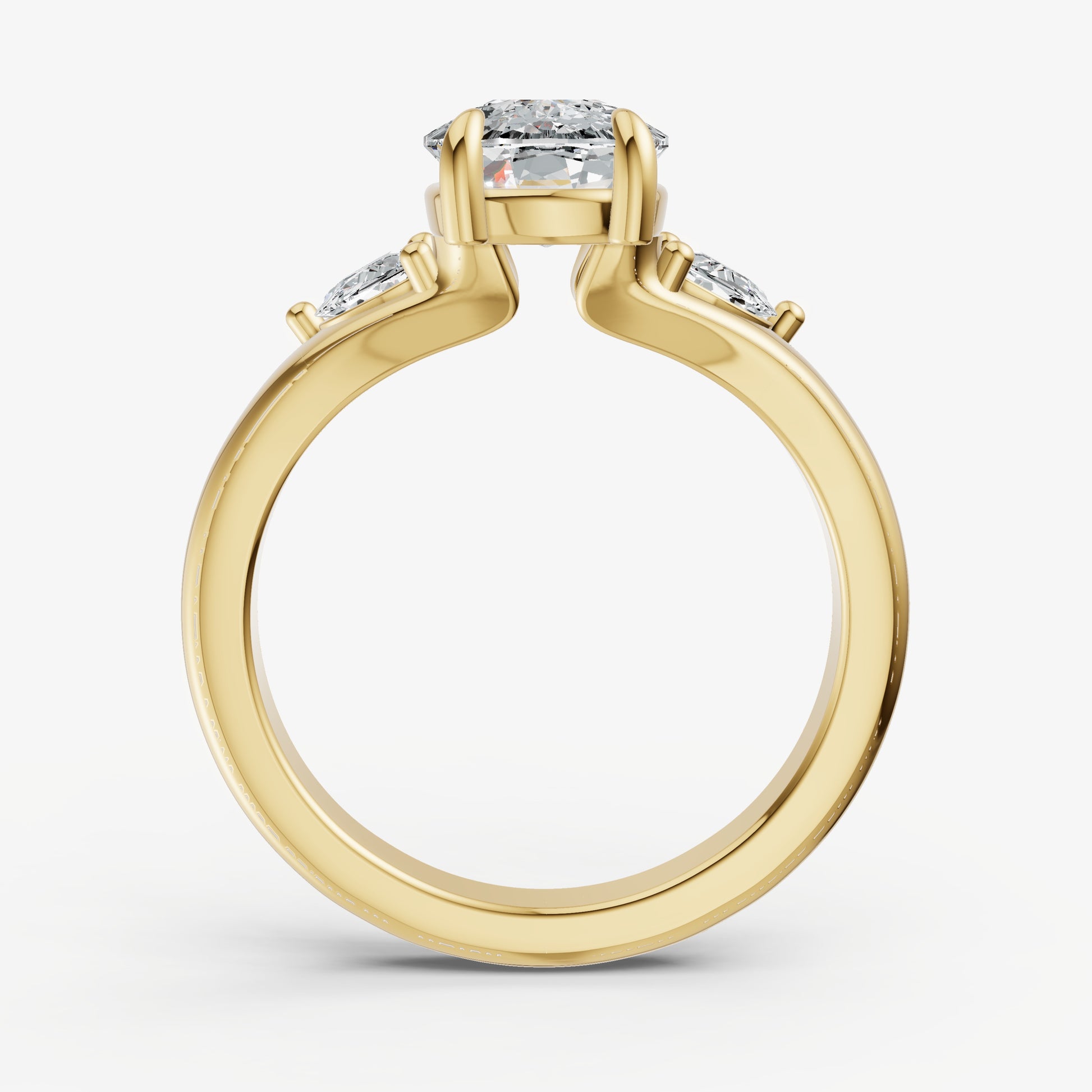 Old Miner Engagement Ring with Half Moon Side Diamonds