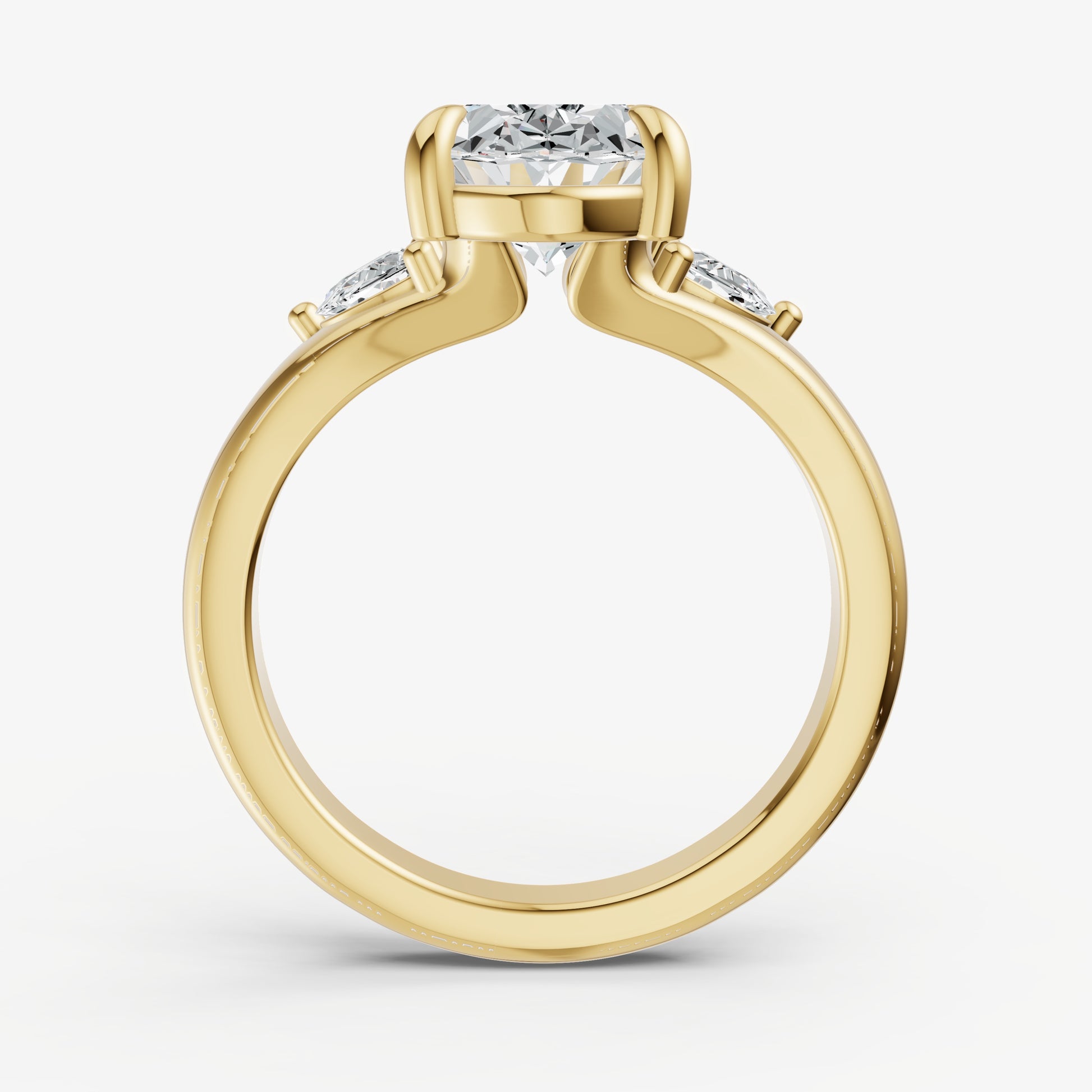 Oval Engagement Ring with Half Moon Side Diamonds