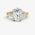 Oval Engagement Ring with Half Moon Side Diamonds