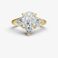 Pear Engagement Ring with Half Moon Side Diamonds