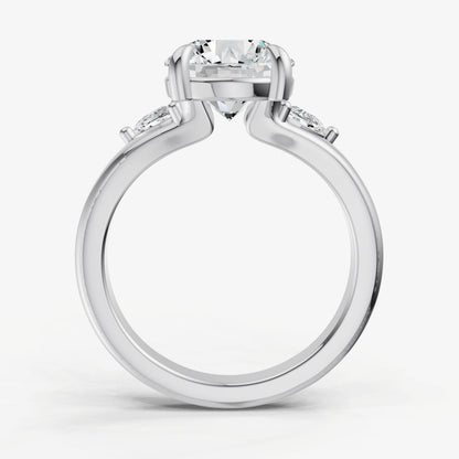 Round Engagement Ring with Half Moon Side Diamonds