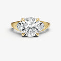 Round Engagement Ring with Half Moon Side Diamonds