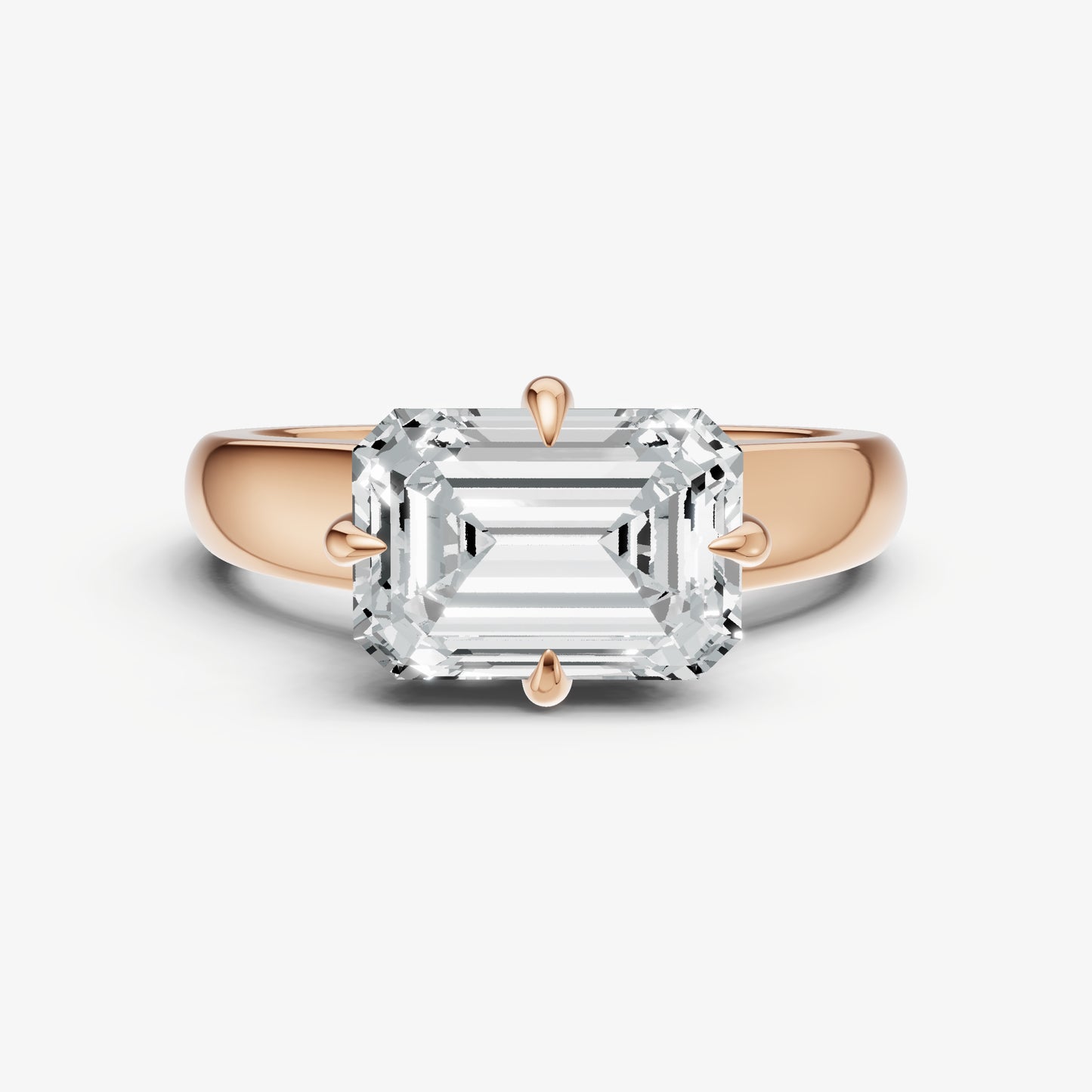 Emerald East-West Oval Compassss Set Engagement Ring
