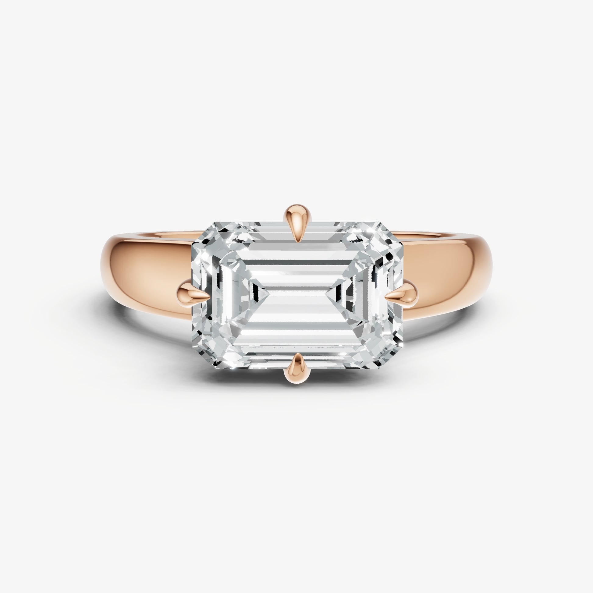 Emerald East-West Oval Compassss Set Engagement Ring