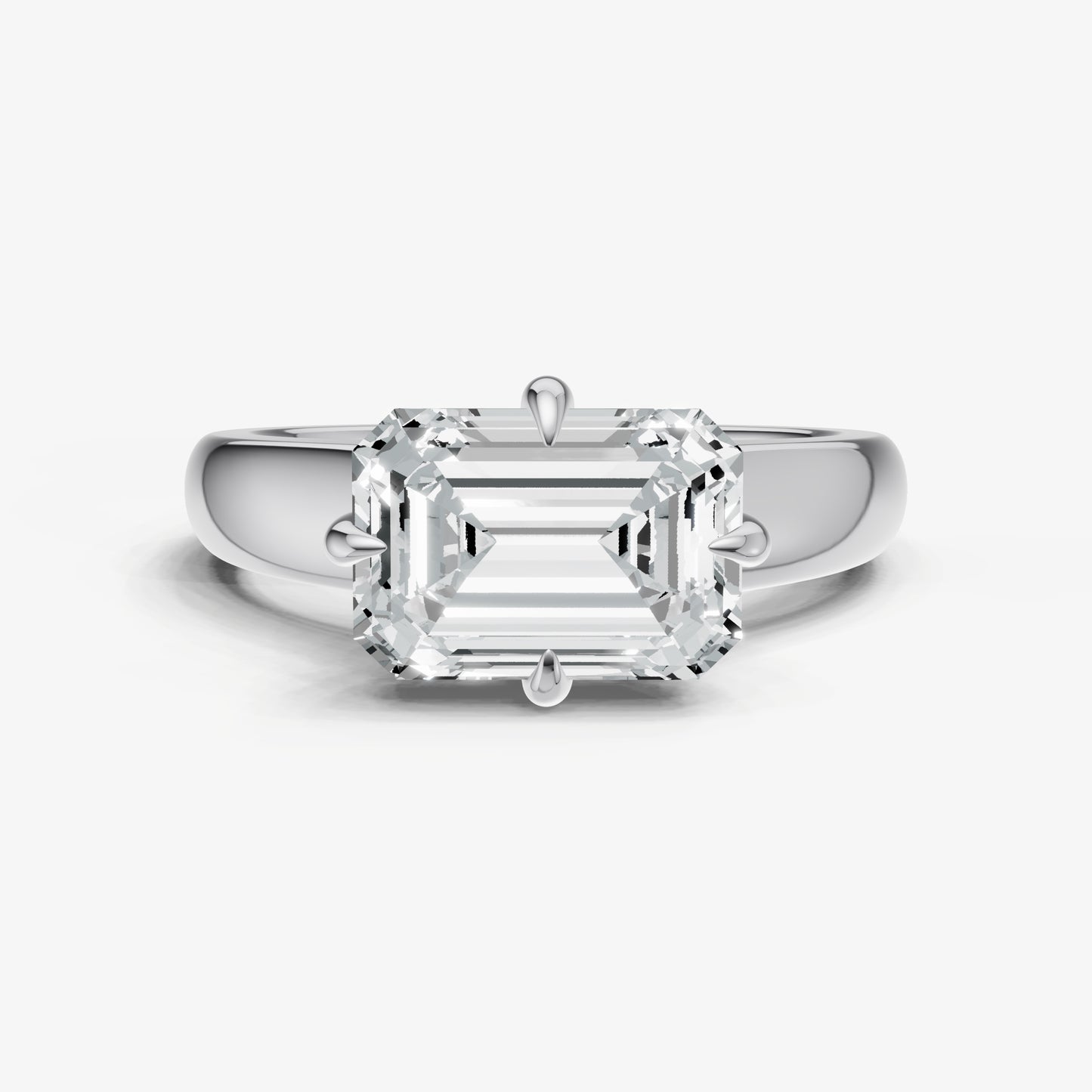 Emerald East-West Oval Compassss Set Engagement Ring