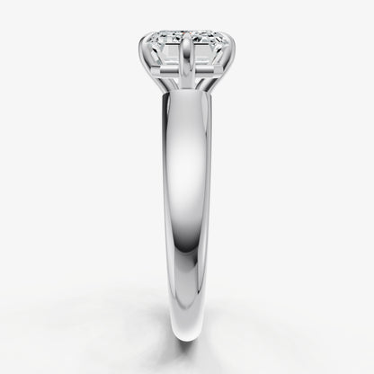 Emerald East-West Oval Compassss Set Engagement Ring