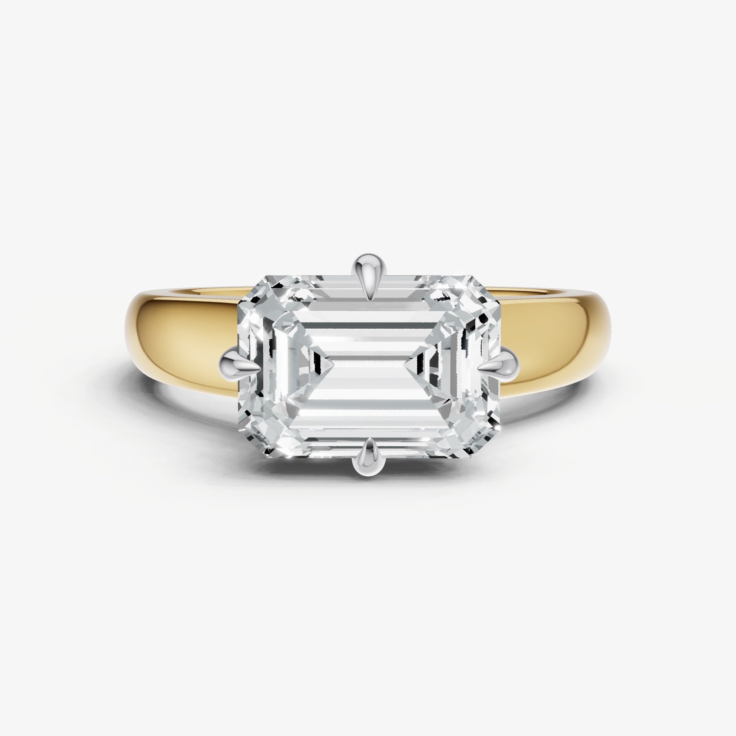 Emerald East-West Oval Compassss Set Engagement Ring