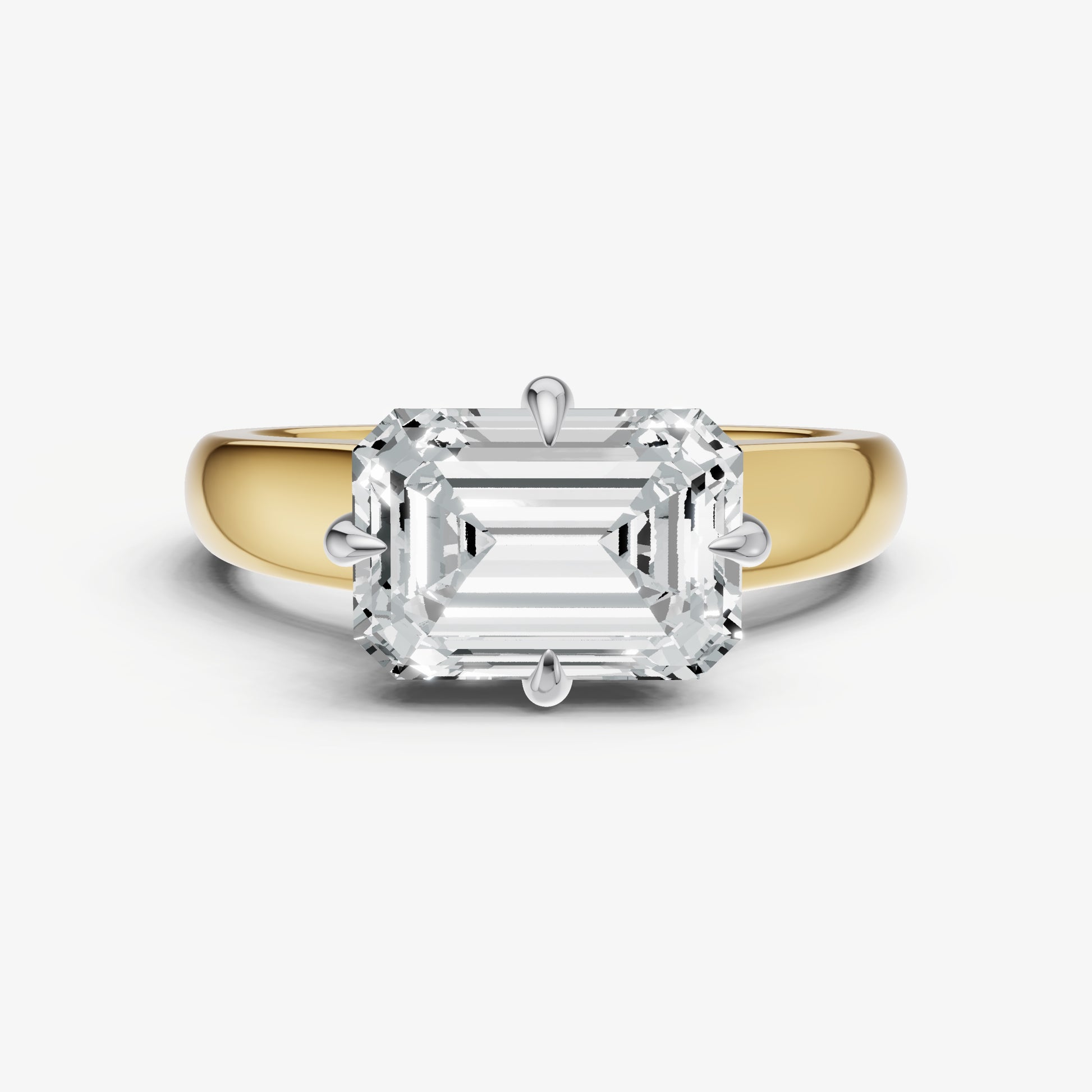 Emerald East-West Oval Compassss Set Engagement Ring