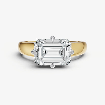 Emerald East-West Oval Compassss Set Engagement Ring