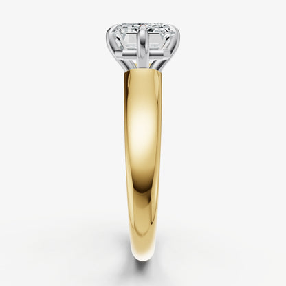 Emerald East-West Oval Compassss Set Engagement Ring