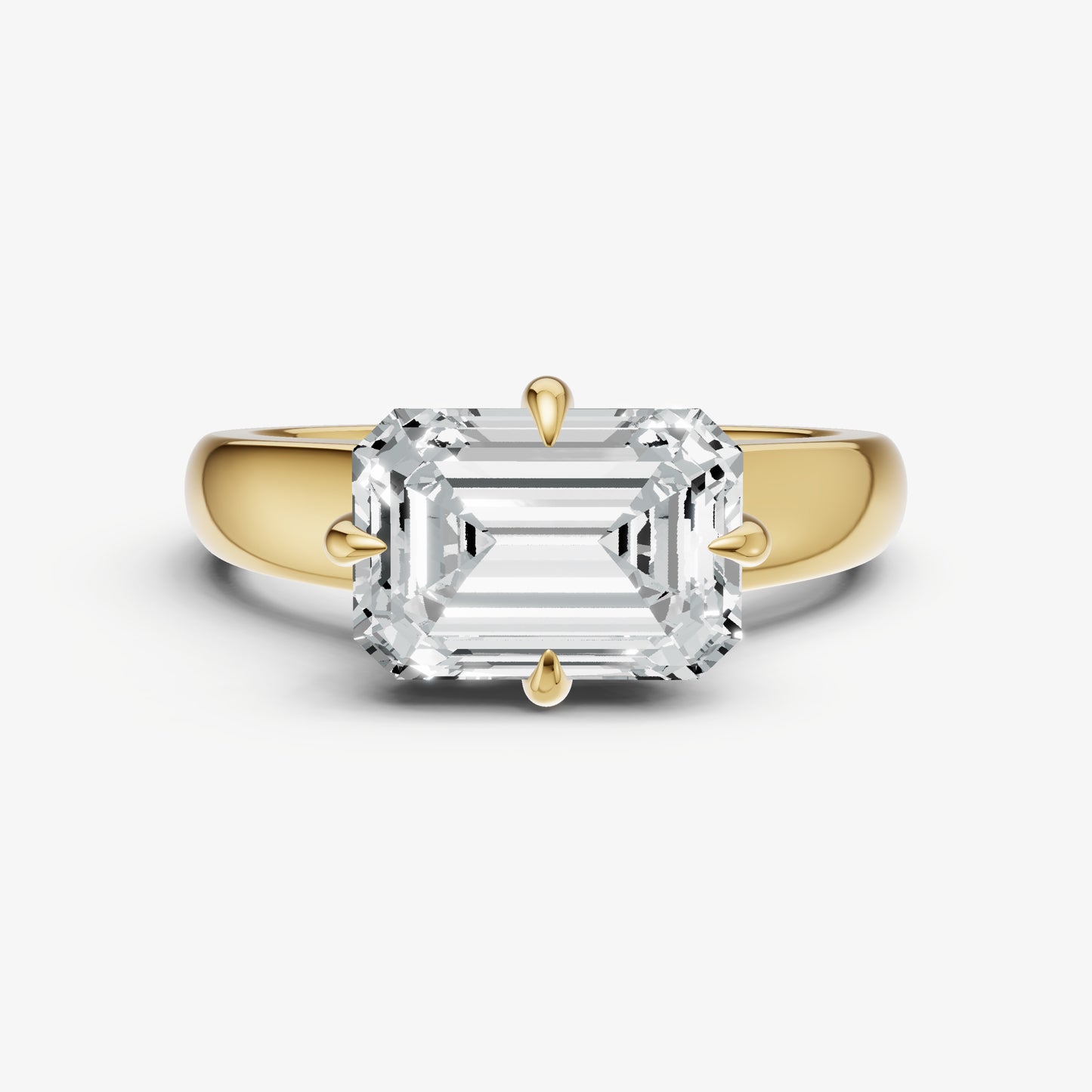 Emerald East-West Oval Compassss Set Engagement Ring