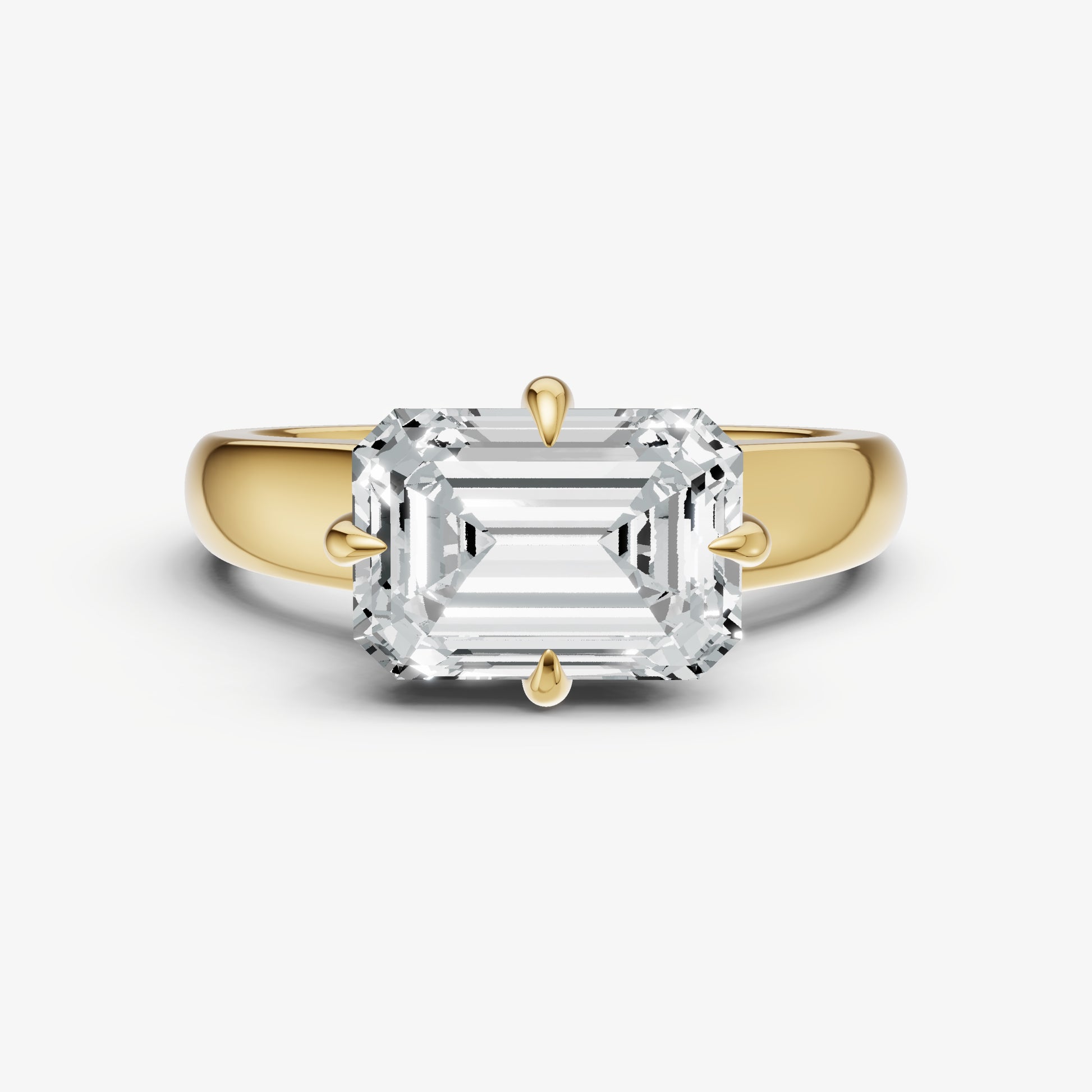 Emerald East-West Oval Compassss Set Engagement Ring
