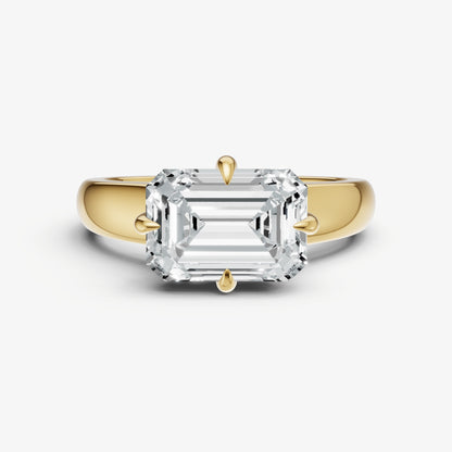 Emerald East-West Oval Compassss Set Engagement Ring
