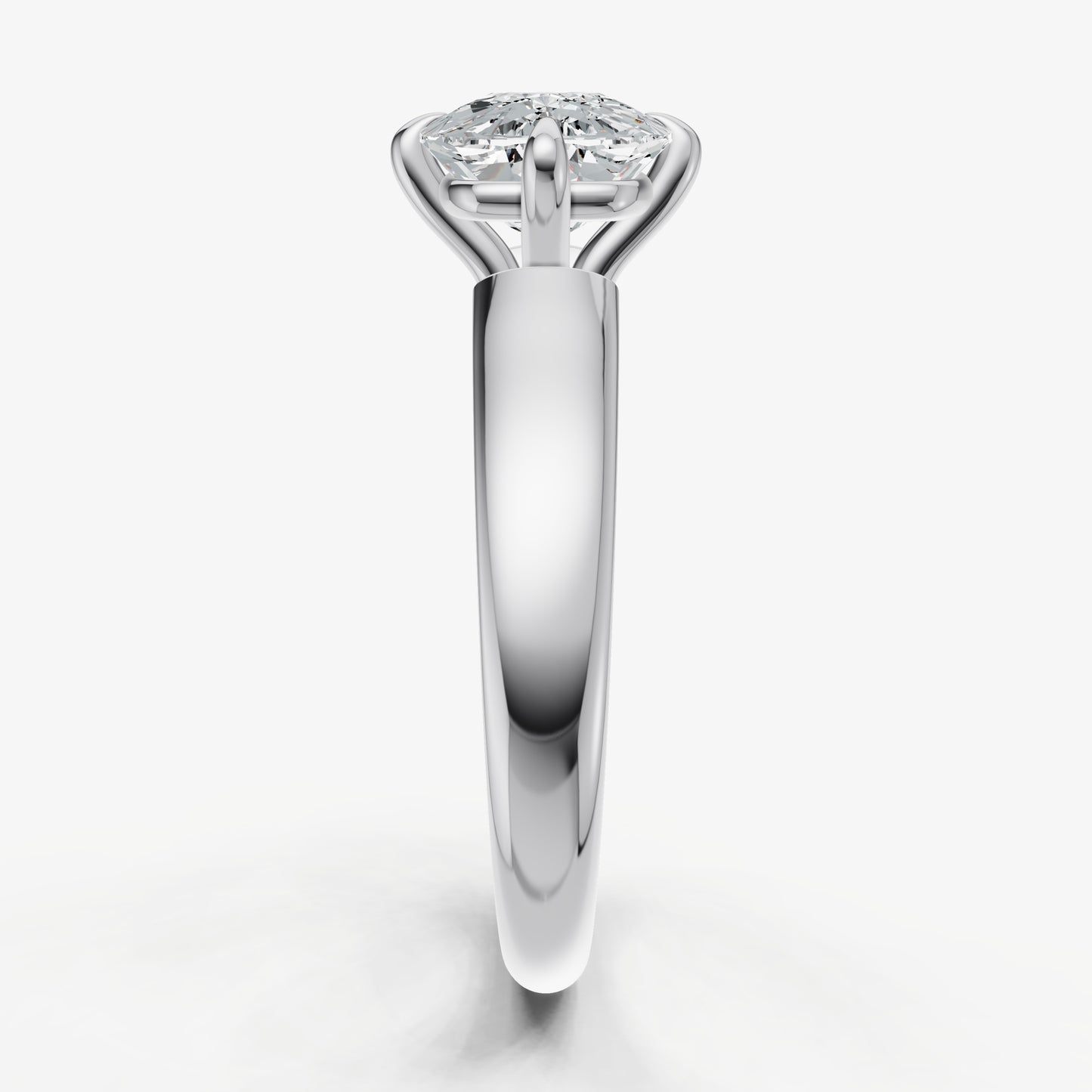 Elongated Cushion East-West Oval Compassss Set Engagement Ring