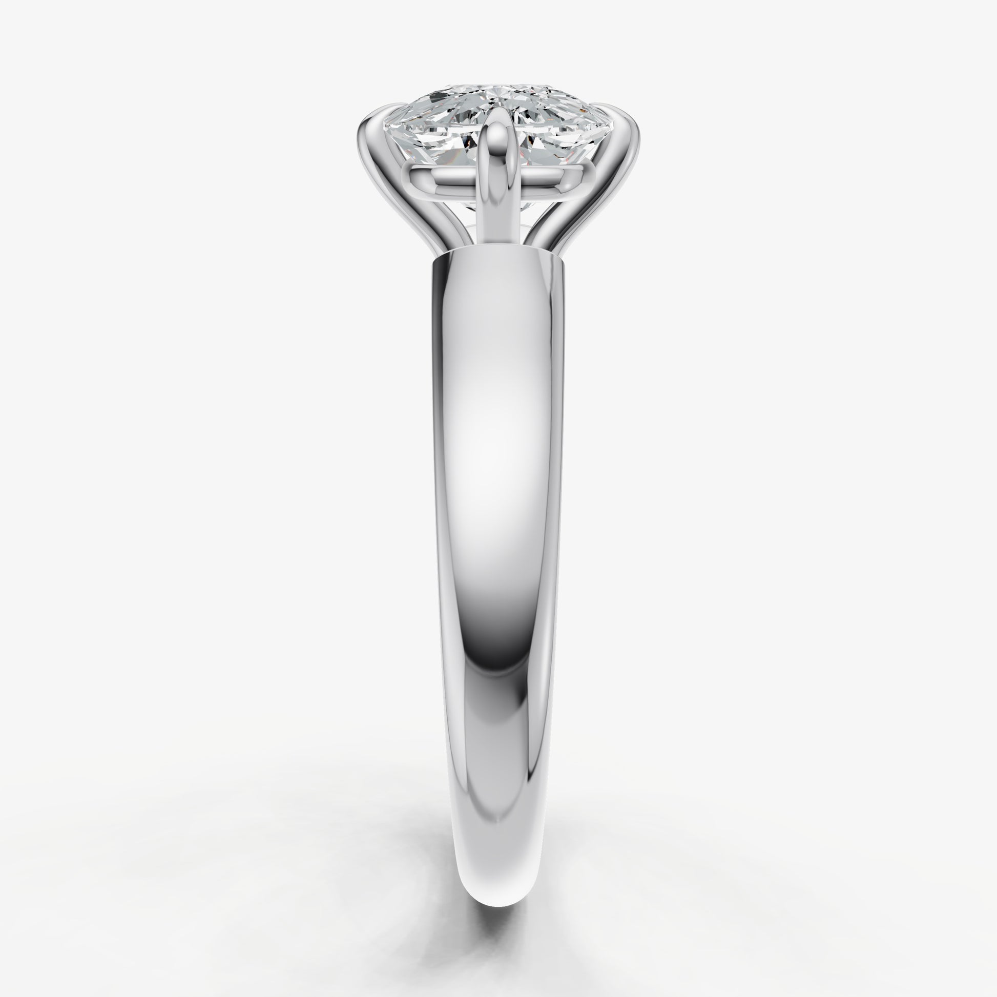 Elongated Cushion East-West Oval Compassss Set Engagement Ring