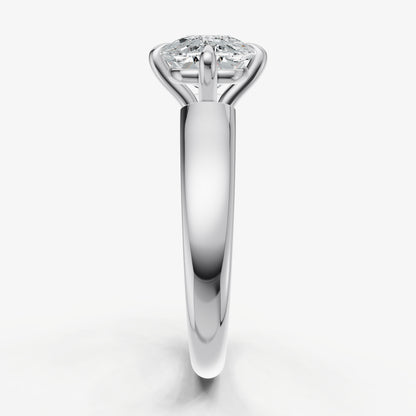 Elongated Cushion East-West Oval Compassss Set Engagement Ring