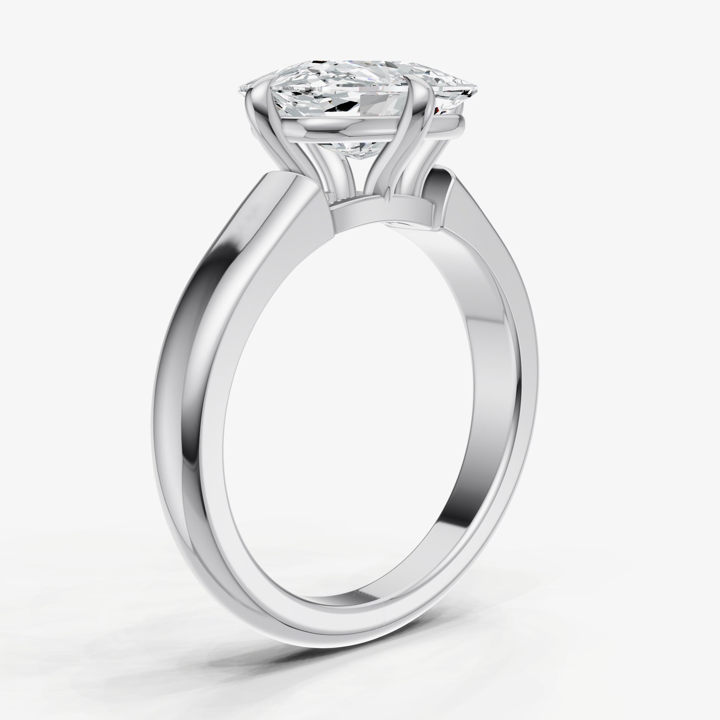 Elongated Cushion East-West Oval Compassss Set Engagement Ring