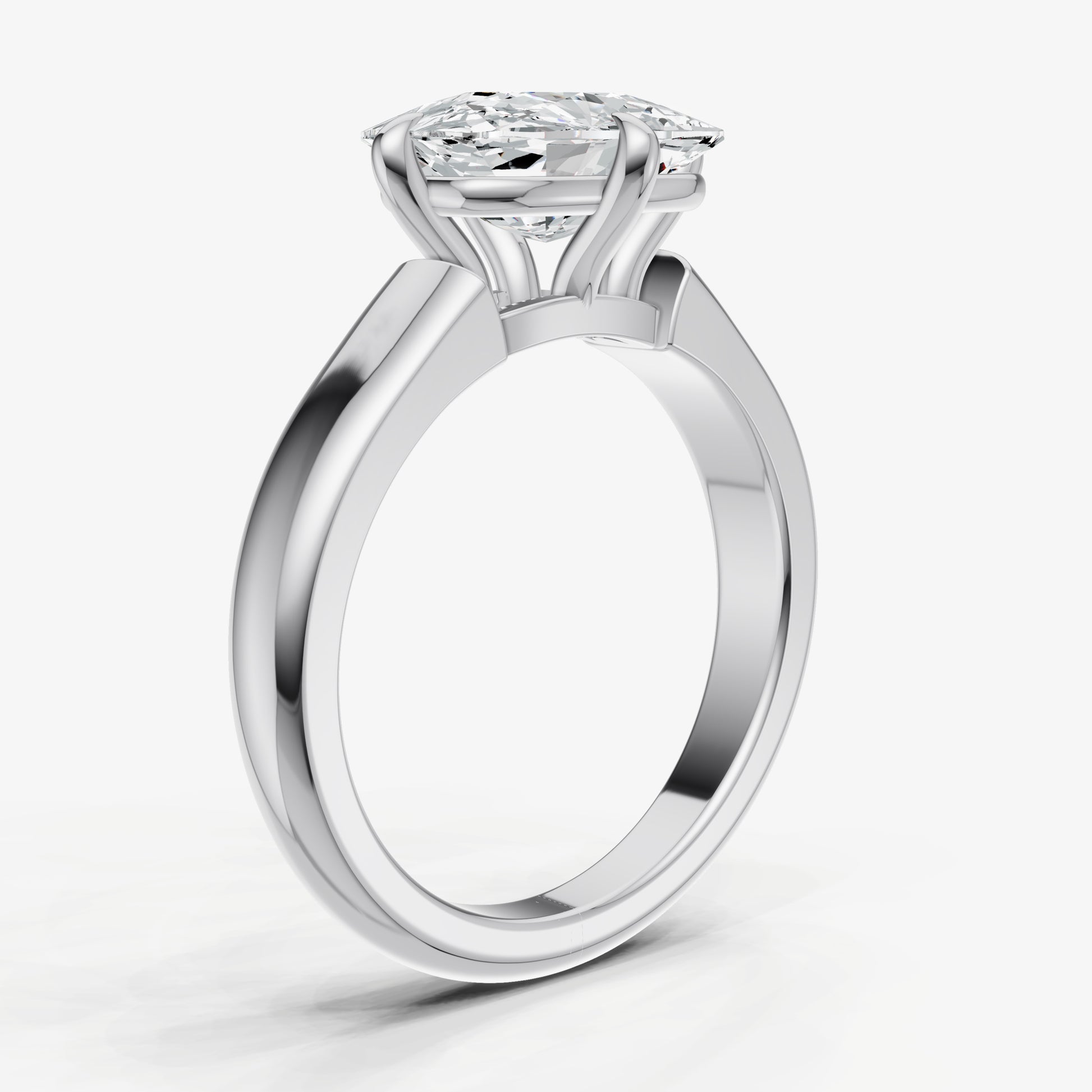 Elongated Cushion East-West Oval Compassss Set Engagement Ring