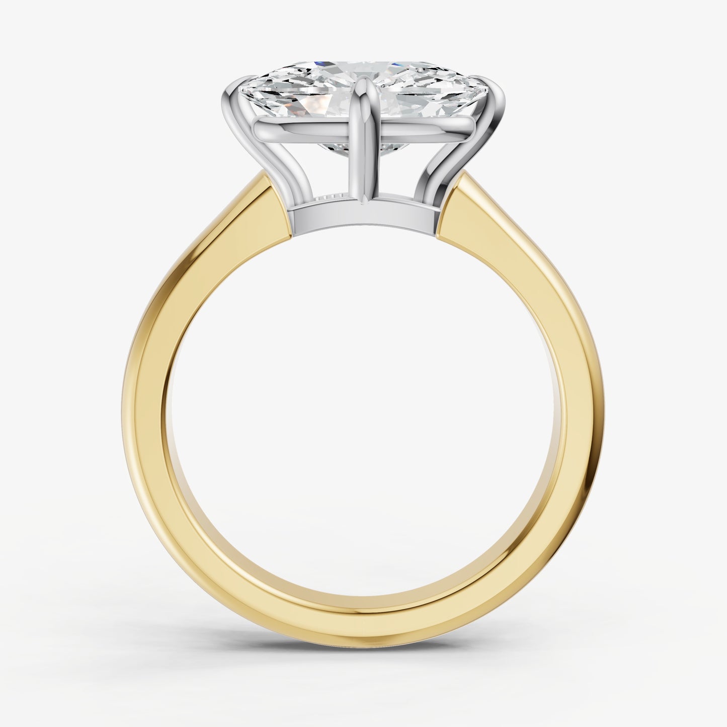 Elongated Cushion East-West Oval Compassss Set Engagement Ring