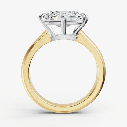 Elongated Cushion East-West Oval Compassss Set Engagement Ring