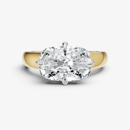 Elongated Cushion East-West Oval Compassss Set Engagement Ring