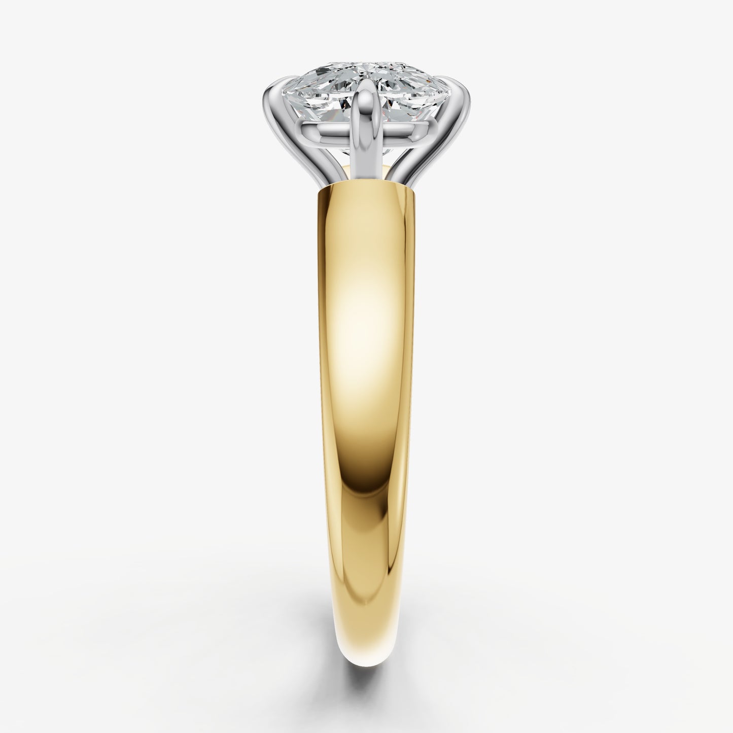 Elongated Cushion East-West Oval Compassss Set Engagement Ring