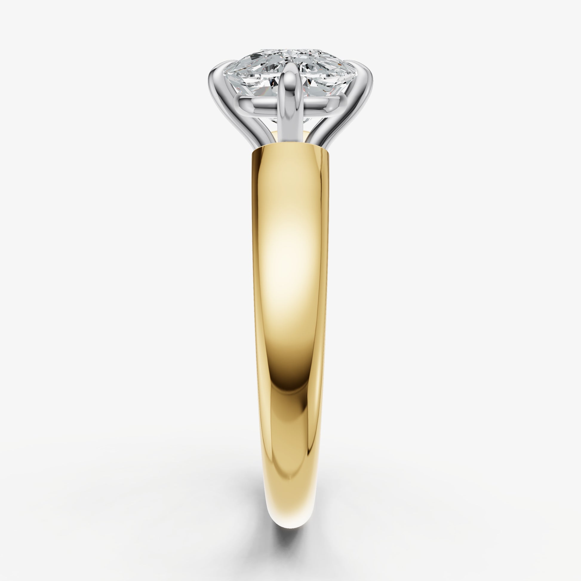 Elongated Cushion East-West Oval Compassss Set Engagement Ring