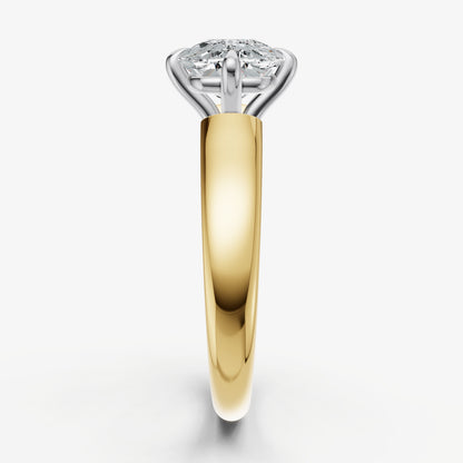 Elongated Cushion East-West Oval Compassss Set Engagement Ring