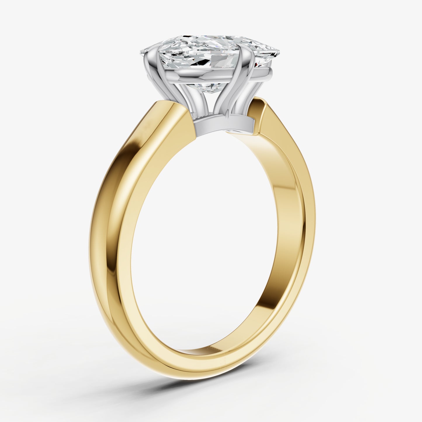 Elongated Cushion East-West Oval Compassss Set Engagement Ring