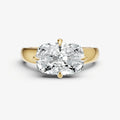 Elongated Cushion East-West Compassss Set Engagement Ring