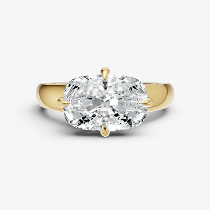 Elongated Cushion East-West Oval Compassss Set Engagement Ring