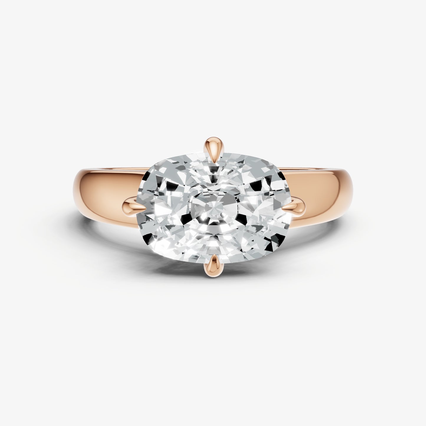 Old Miner East-West Oval Compassss Set Engagement Ring