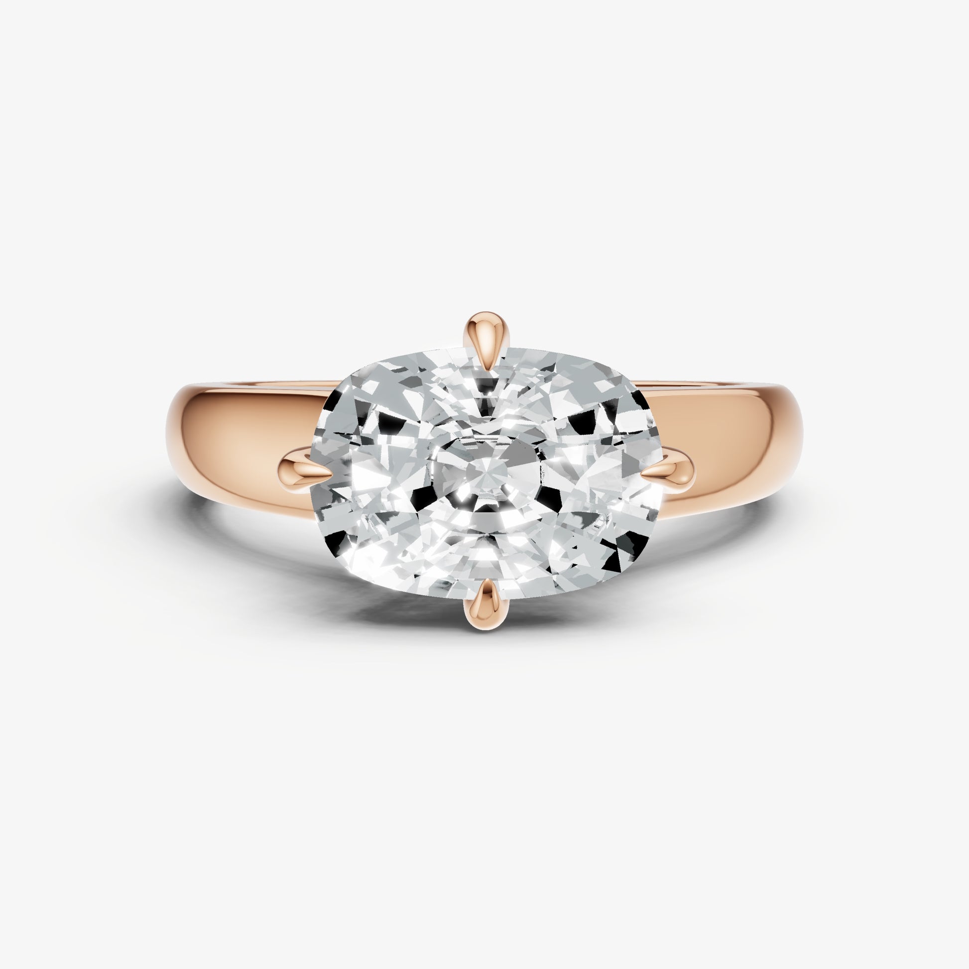 Old Miner East-West Oval Compassss Set Engagement Ring