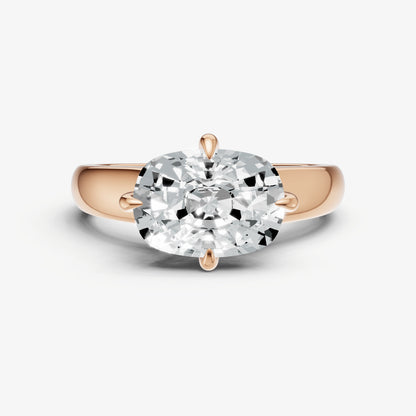 Old Miner East-West Oval Compassss Set Engagement Ring