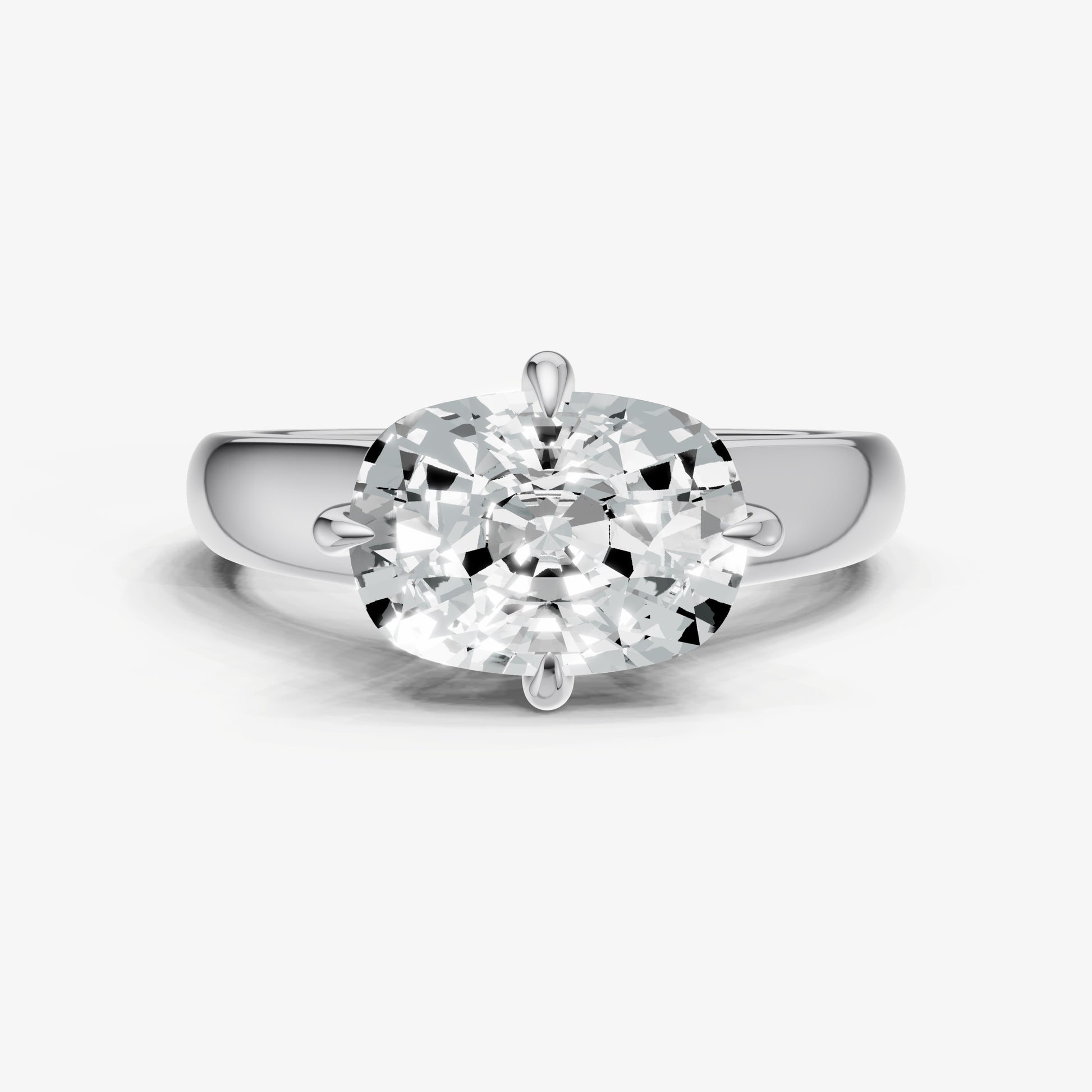 Old Miner East-West Oval Compassss Set Engagement Ring