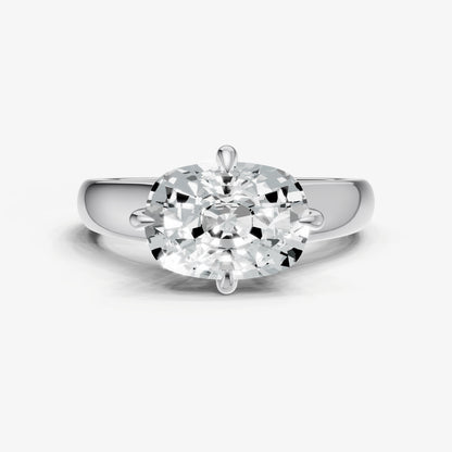 Old Miner East-West Oval Compassss Set Engagement Ring