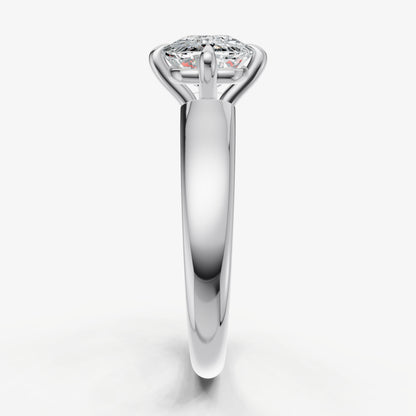 Old Miner East-West Oval Compassss Set Engagement Ring