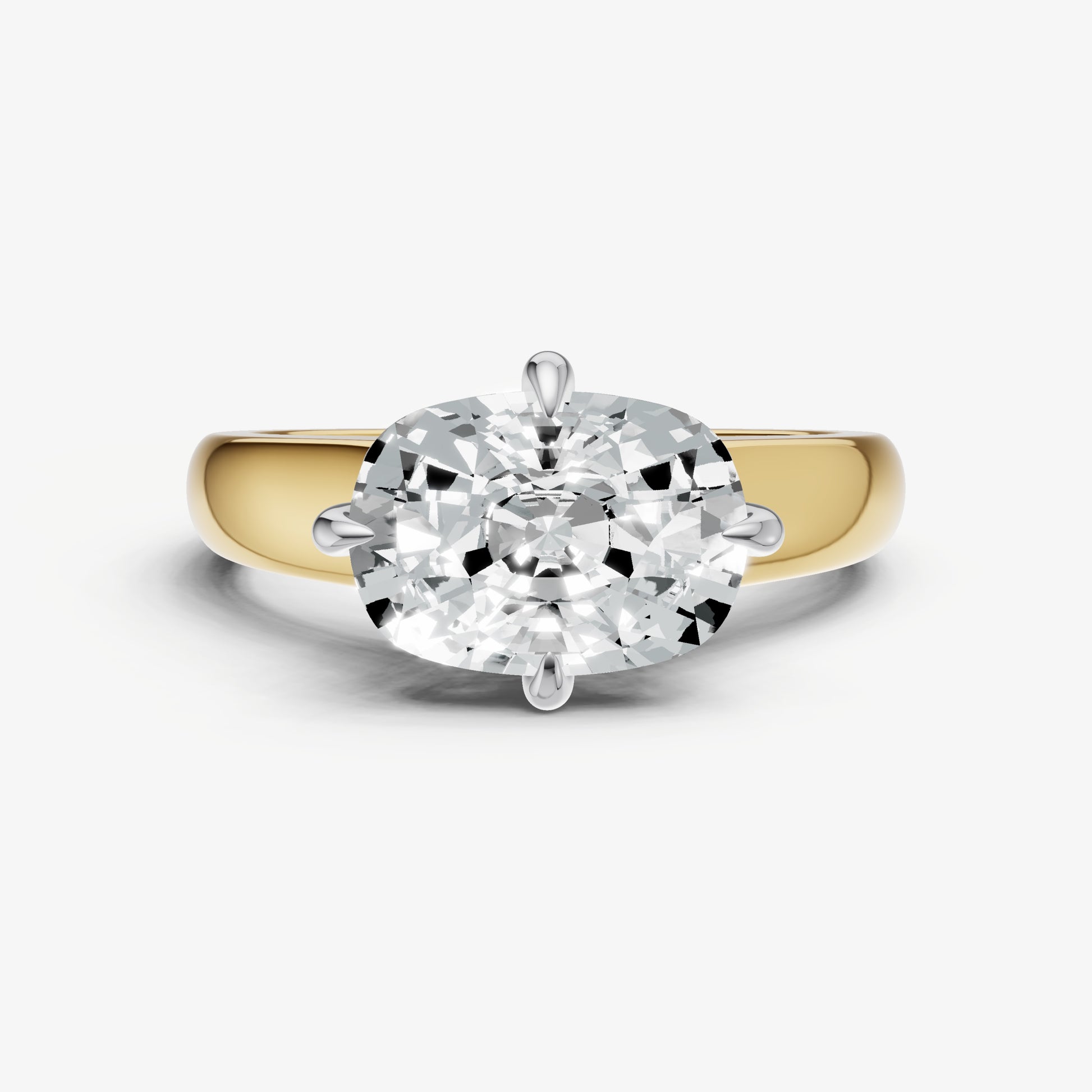 Old Miner East-West Oval Compassss Set Engagement Ring