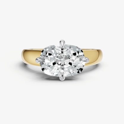 Old Miner East-West Oval Compassss Set Engagement Ring